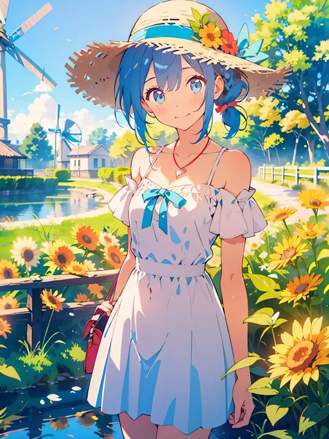 NSFW,masterpiece, best quality,(((color trace))),looking at viewer,sun shine image,((short stature))
1girl, solo, open eyes,smile, standing,shoulder cutout, dress,((((blue hair)))),blue panty,green eyes,grim eyes, pigtail, blush, shortcut hair, white dress...