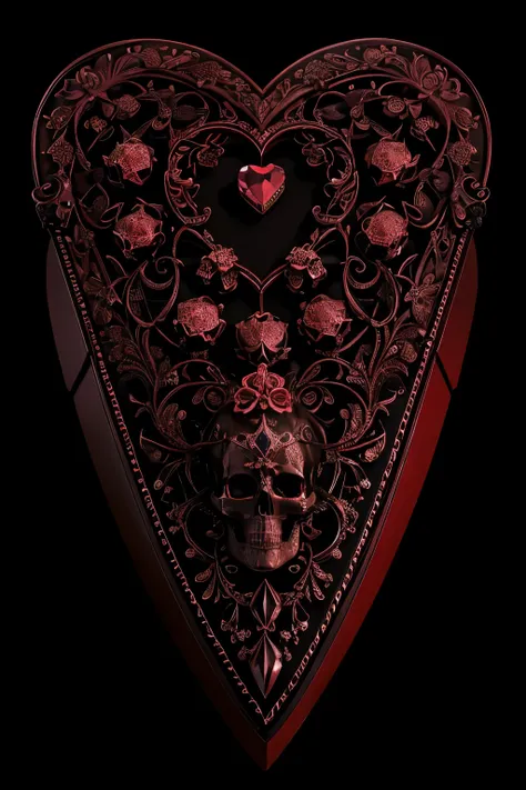 a captivating, ultra-high-definition photograph of an ultra-realistic 3d render of a heart-shaped long coffin that coloured in b...