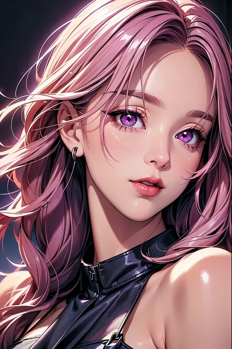 (best quality at best,8k,a high resolution,tmasterpiece:1.2),digital artwork, one girl，detailed face，detailed eyes，pink hair，lon...