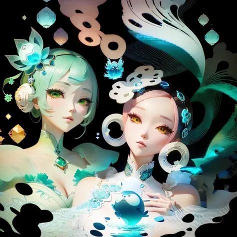 Two cartoon characters standing together, Lovely digital art, Water Spirit, Lovely cyber gods, Lovely:2, Lovely Numbers, Red Cliff, Lovely! C4D, Maple Story Character Art, Lovely coronavirus creatures!, Lovely monsters, Lovely characters, Lovely detailed d...