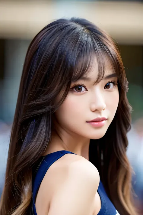 Cheerleader、Active、Charm、beautiful、Vibrant、
a close up of a woman with long hair and a black top, gorgeous chinese model, gorgeous young korean woman, beautiful south korean woman, beautiful asian girl, korean girl, beautiful young korean woman, ig model |...