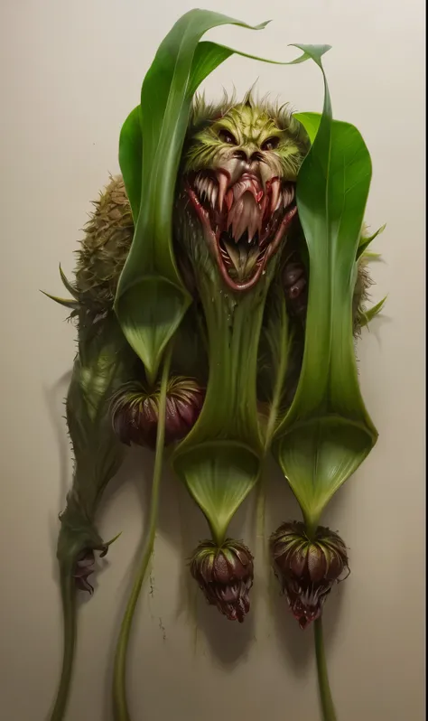 slurping monster、Draw the whole body、いつもBloody、Bloody、Bloody、Best image quality、masterpiece、8k、Cook、strongest、terrible、monster、killer ghost、Wrestler、Musculoskeletal strengthening々、Muscle tissue、Face of Fear、Extreme obesity、carnivorous a plant monster、a pla...