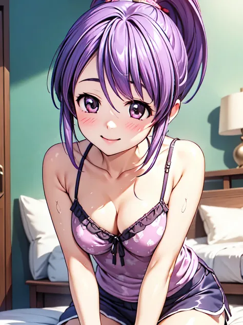 indoor、smile、original girl_otome、Closed Mouth、smile、bed、camisole、Otome、 (masterpiece:1.2), highest quality, High resolution, unity 8k wallpaper, (shape:0.8), (Beautiful details:1.6), Highly detailed face, Perfect lighting, Extremely detailed CG、Leaning for...