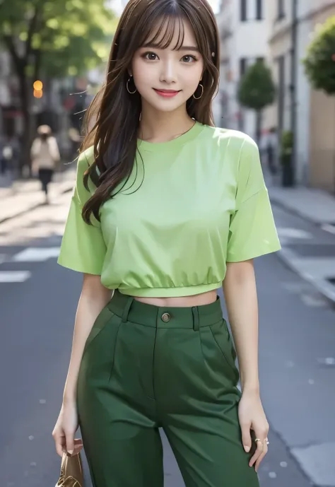 (masterpiece, best quality:1.1), (8k, raw photo, photo realistic:1.2, f22), (shiny skin), detailed skin,long hair,detailed face, detailed eyes,smile,BREAK, real world, intricate details, smil, BREAK, 1girl, full body,(short sleeves,green,pants)BREAK, (car:...