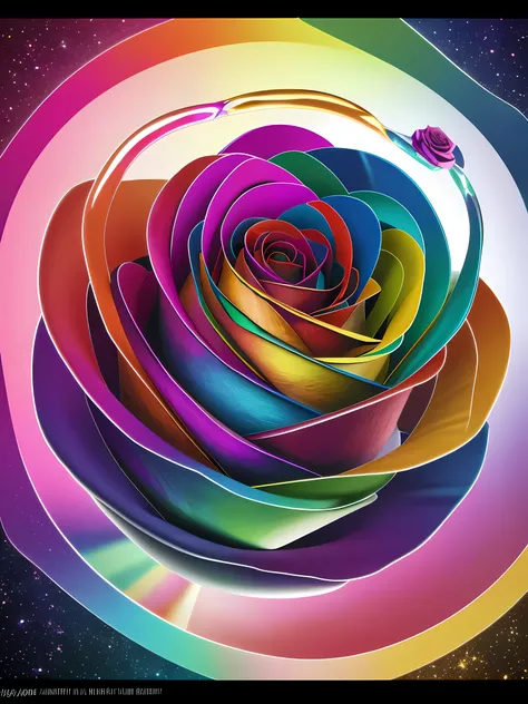 colorful rose, color Harmony, color theory, color system, geometric composition, sphere, perfect gradations, beautiful gradation, holographic, translucent, lots of colors, Best quality, masterpiece, ultra high res, Super detailed