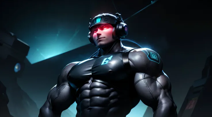 brainwashing, muscle drone, muscle growth, hypnotic visor, glowing headset, soldier