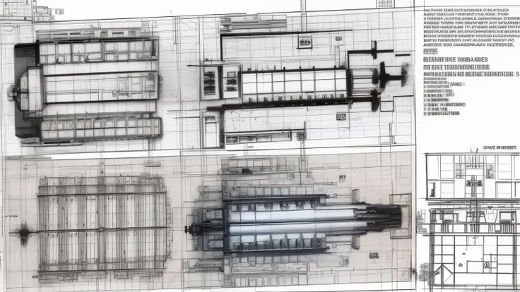 Tank blueprints、Black and White、((Tank blueprints))、1 blueprint、Caterpillar drawing、Drawing of the gun battery、Engine Drawing、