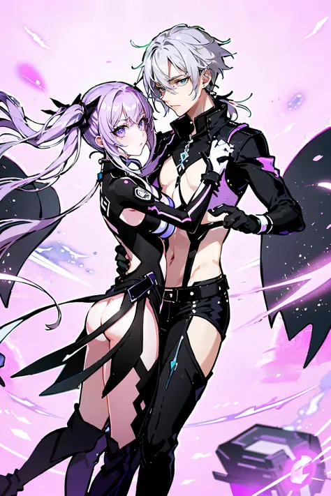 ((Couple with a girl:1.3)),Best Quality, Ultra High Resolution, Cute, (KPOP Idol), (Long Twintail), (Light Purple Hair:1), ((Big Eyes)), Looking at you,
BREAK ((cowboy shot:1.3)), Front View,A character with long, flowing silver hair and a slender build, w...