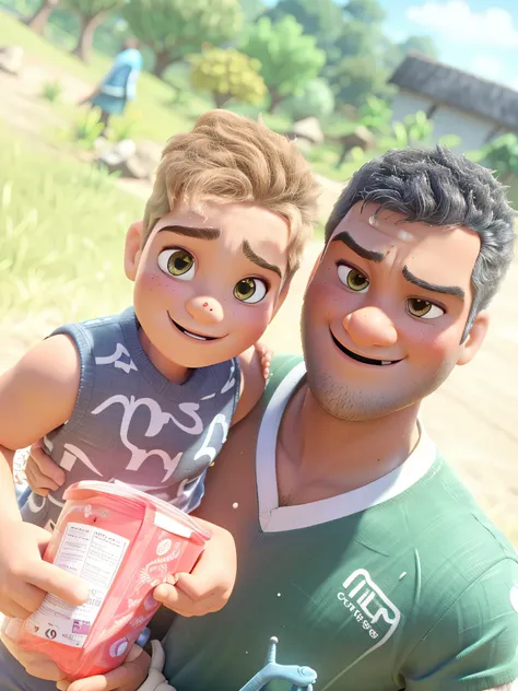 pai e filho estilo pixar