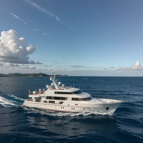 Barco blanco pasando por afuera de una isla donde habitan demonios 