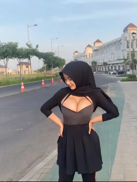 50 years Old, Hijab Indonesian mature woman, Big Tits : 66.9, Gamis, Breast out from her clothes : 1.9, at doctor office, Dark light, at Nighttime