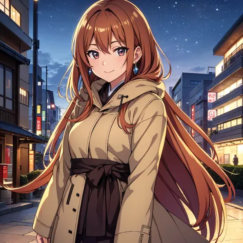 hight resolution,8K,Best Quality,detaileds,semi - realistic anime,Anime 3D Style,Smooth Anime CG,1 girl in,20 year old woman in Japan,slim,modeled,shiny chestnut hair,Medium Hair,Detailed face,Beautiful and detailed eyes,Glowing skin,(coat,layered clothes,...