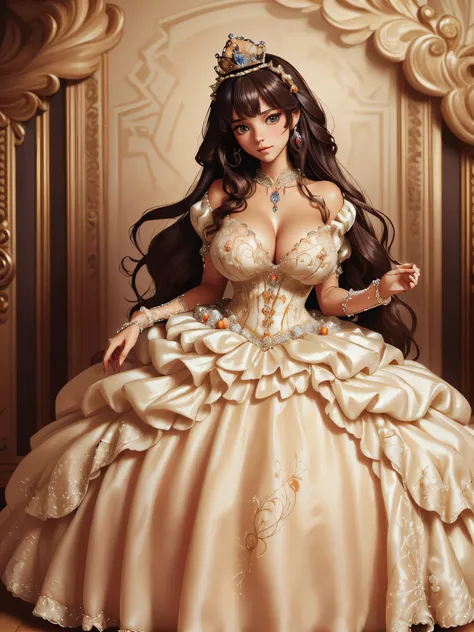 ((moe anime artstyle)),((Masterpiece)),(Best Quality),((Super Detail)),((Very Delicate and Beautiful)),((Solo)),full body,(((full body))),(((1 bling-bling princess in beautiful embroidery and jeweled gorgeous rococo ballgown with voluminous full length cri...