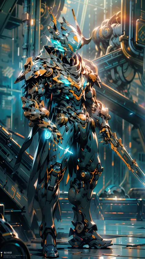 (masterpiece), (best quality), (super-detailed), (UHD 8k Sony a7R V 60 MP mirrorless camera with a 35mm wide-angle lens and a f/2.4 aperture, photographic full body shot) of a futuristic, mecha-suit enabled, space pirate Captain, (mecha pirate:1.4). The wa...