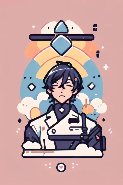 a drawing of a man in a white trench coat, clear outfit design,character concept, half body concept, front character design, single character half body, half body character, upper body , close up of a magazine cover with a boy wearing a black jacket, a dig...