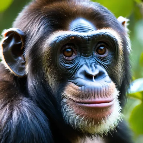 1 chimpanzee，animal photos,look up,whole body，cold background ,(animal photos、chimpanzee details） ,( solitary)