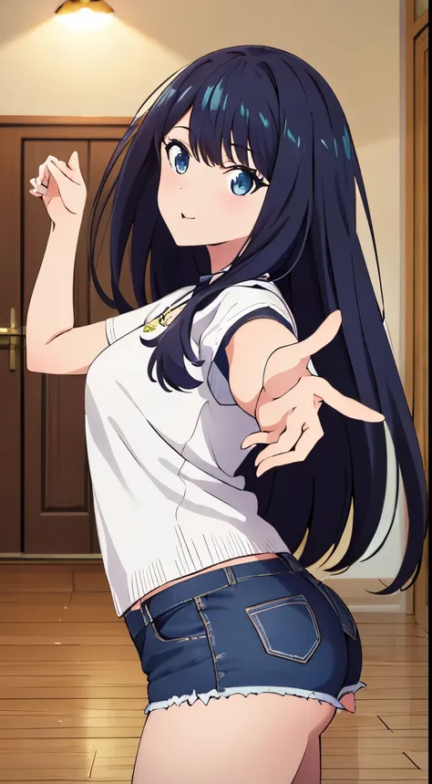 ((highest quality)),((Very detailed)),masterpiece,Anime art style,Absurd,One girl,((Dynamic pose)) , alone, Black Hair, young woman, Beautiful Fingers, Beautiful long legs, Beautiful body, Beautiful Nose, Beautiful character design, Perfect eyes, Perfect f...