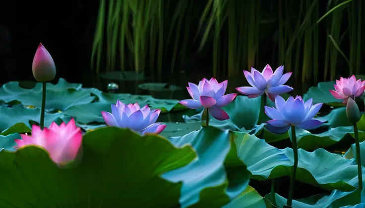 (best quality,16k,ultra-high definition,high quality,ultra-detailed,sharp focus,perfect composition,photography),blue lotus,adored,breathtaking pond,wallpaper,plant texture.