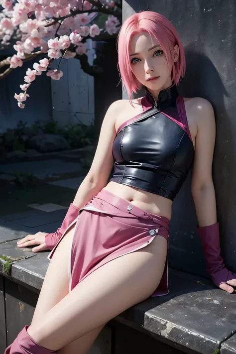 sakura haruno, sakura haruno, heroine of the anime naruto, masterpiece, super high resolution, super high definition, sideways, ...