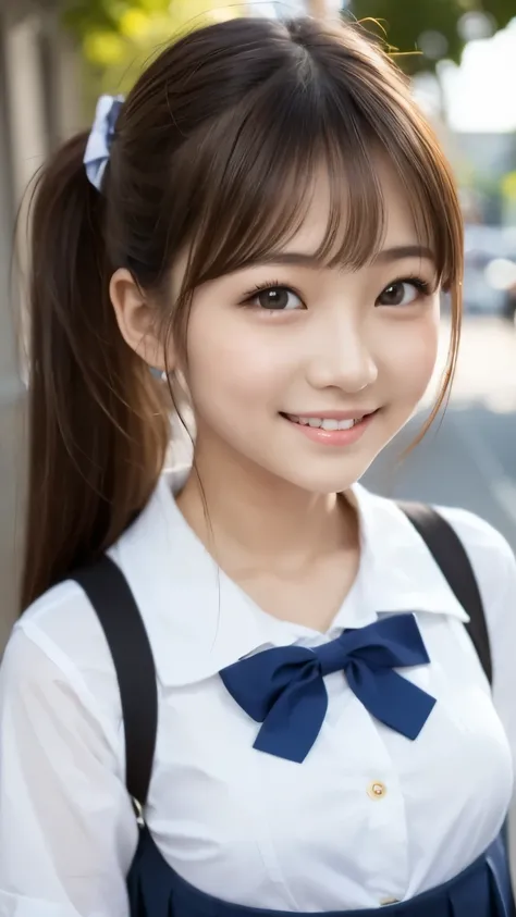 bright表情、Photorealistic:1.32、highest quality、超A high resolution、最も美しい日本のgirlの写真、Cute and beautiful face details、Small Face、美しいbangs、14 years old、Radiant, fair, glowing skin、Hair gets tangled in the face、(girl1Only people:1.3)、顔まで伸びるbangs、bangs、Hair between...