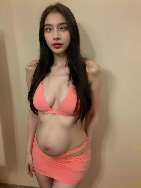 Garota muito fofa, beautiful asian girl, Pele branca, jovem, (17 I), Cabelo curto, Red lips, standing, (vestido sexy de escrava), corpo todo, perna perfeita, corpo perfeito, perfect hand, rosto perfeito, quick makeup, rosto detalhado realista, standing ful...