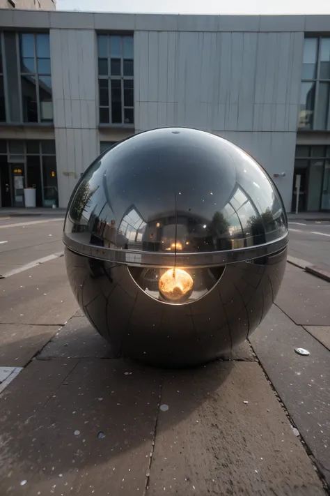 A small steel sphere dropped on the roof of a building
