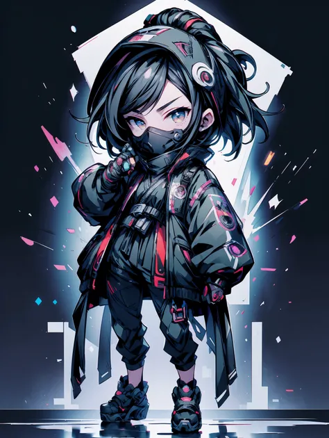 chibi, female ninja, black mask, (((masterpiece:1.4))), (highest quality:1.4), (ultra-high resolution:1.4), (best quality:1.2), ...