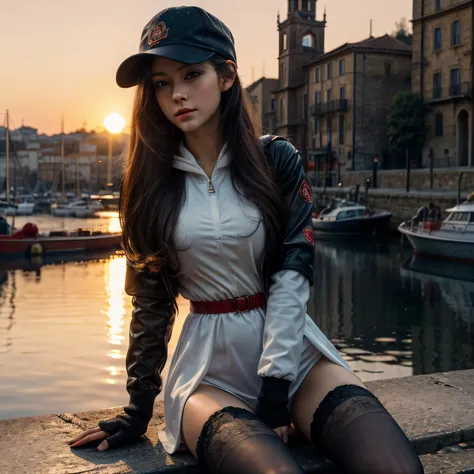 Medium shot, medium shot, depth of field, bust, upper body, cinematic angle, masterpiece, best quality, super detailed, CG, 8K wallpaper, pretty face, delicate eyes, a maiden, solo, white long hair, yellow eyes, hairpin, navy shirt, black hooded jacket, re...