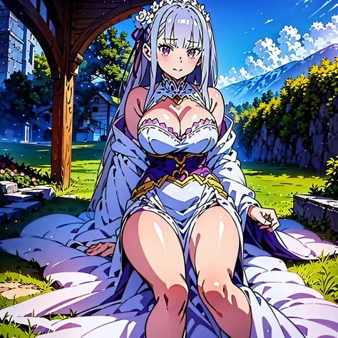 anime, masterpiece, cute, high quality, detailed key anime art, highly detailed, elegant, sharp focus, beautiful background, cleavage
