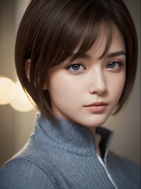 highest quality, ultra-high resolution, (realistic: 1.4), beautiful eyes, super beautiful, short hair, beautiful, beautiful sold...