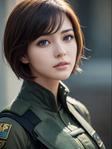 highest quality, ultra-high resolution, (realistic: 1.4), beautiful eyes, super beautiful, short hair, beautiful, beautiful sold...