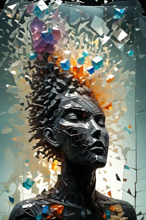 ral-3dcubes,Made_of_pieces_broken_glass,The void roared and trembled violently,and the whole universe was shaking like a broken painting,as if there was a rushing sound,about to burst,
The box was too mysterious. After cracks appeared,the overflowing light...