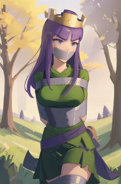 1girl, archer queen, green outfit, purple waist sash, highly detailed,
forest, field
green skirt,thigh,big breast ,master piece,...