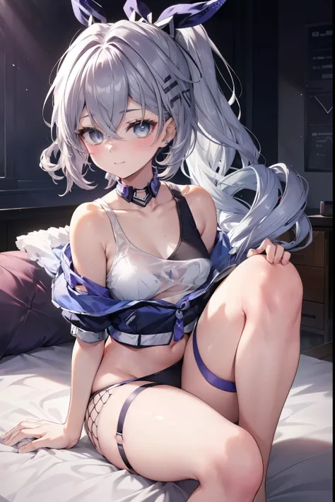 silverwolf、blush,smile、Sexy see-through lingerie、camisole、Primary school students、The back is very small、Lolita、Small breasts、Show me your armpits、exterior: 14 years old、Shoulder Bare、The clavicle is visible、Sexy thighs、Beautiful feet、Usual hairstyle、highe...