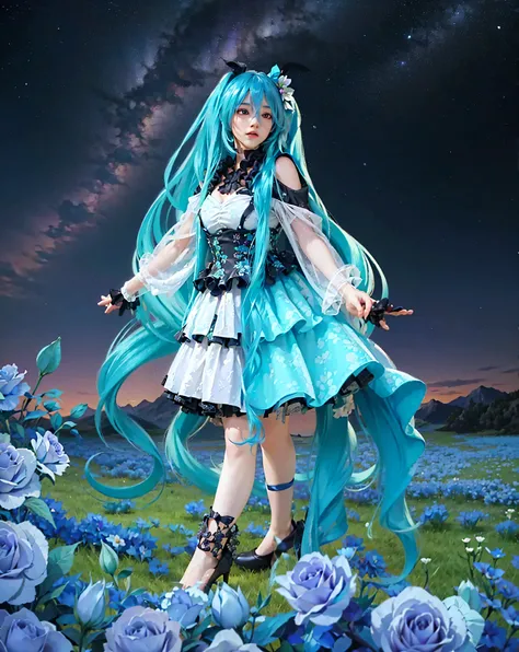 ( hatsune miku_rose cage),((realistic, photorealistic)),, light reflection, (( hd )),((upper body)), (((best quality, masterpiec...