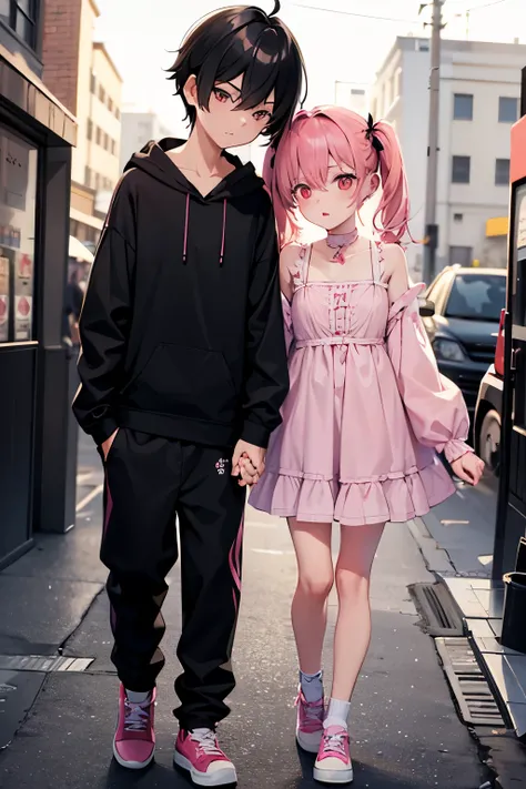 Style little girls and boys(Lori、Shota)
Couple composition of two men and women, front view, pose, holding hands, character, young girl(Lori)...Mass-produced female clothing: Strawberry mass-produced one-piece dress Hairstyle: Twin tails Pink hair Eye colo...