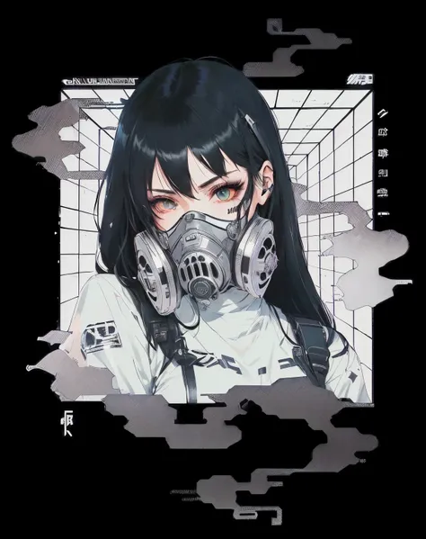 anime girl with gas mask and gloves on her face, dark cyberpunk illustration, digital cyberpunk - anime art, anime cyberpunk art, digital cyberpunk anime art, cyberpunk illustration, cyberpunk art style, cyberpunk anime art, aesthetic cyberpunk, muted cybe...