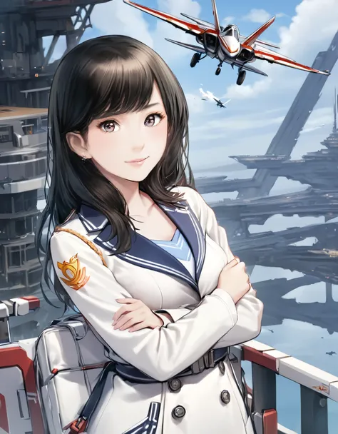 ((best quality:1.2), 1girl, pretty, cute, beautiful), break, gradius, aircraft carrier