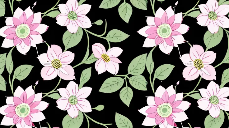 repeating pattern of fuchsia flowers light color