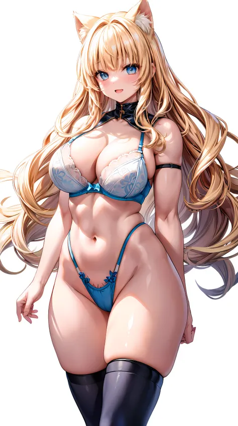 Very detailed、highest quality、Best image quality、masterpiece、8k、Anime Face、A kind smile、(Open your mouth:1.3)、Sparkling blue eyes、(Blonde Wavy Hair:1.5)、(Muscles of the whole body:1.3)、(highleg:2.0)、Thigh belt、(Cowboy Shot:1.5)、(SFW Giant)、(Thick body:1.2)...