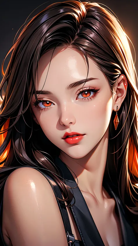 (best quality at best,8k,a high resolution,tmasterpiece:1.2),digital artwork, one girl，detailed face，detailed eyes，dark brown ha...