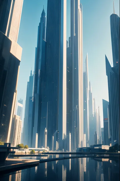 Seton style, City of Progress, futuristic city, Utopian World, Shining cool colors, Prosperous building, Haute couture and architectural design, Luxury Building, Utopian future, Very detailed, HDR, perfect, Amazing progressive architecture, perfect world, ...