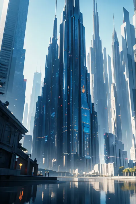 Seton style, City of Progress, futuristic city, Utopian World, Shining cool colors, Prosperous building, Haute couture and architectural design, Luxury Building, Utopian future, Very detailed, HDR, perfect, Amazing progressive architecture, perfect world, ...