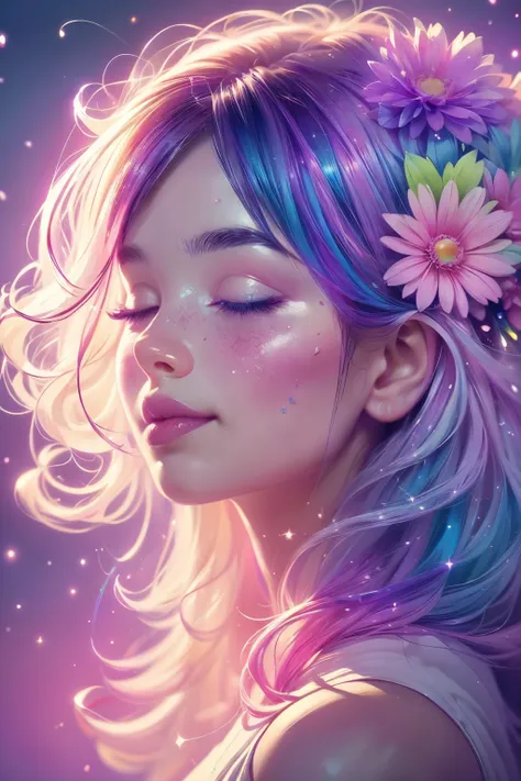 (this is a beautiful rainbow fantasy image that feels interesting and emphasizes glitter and iridescence.) generate a ((blind)) ...