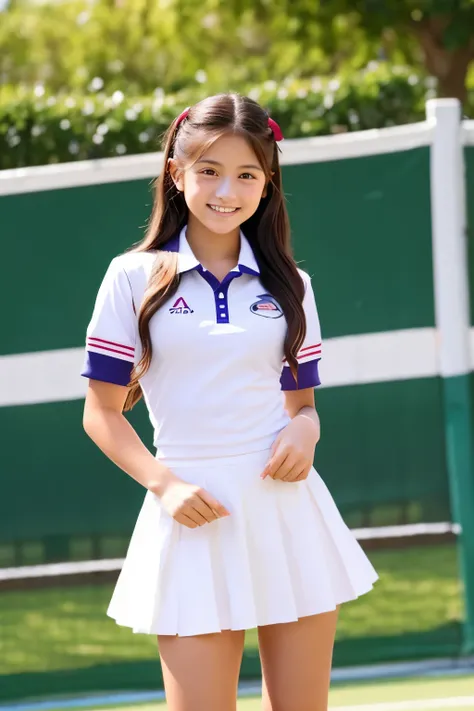 15 years old、tennis、smile、目のbeautifulな子、Big Eyes、Charm、beautiful、Nice uniform、