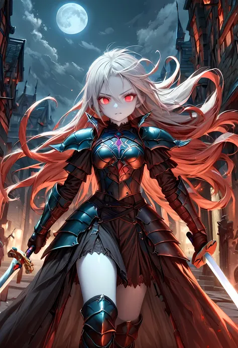 Arafed, dark fantasy art, gothic art, a picturק of a vampire ready for battle, female vampire, armed with a sword, wearing heavy armor , armed with a sword, shining sword, ultra detailed face (intricate detailed, Masterpiece, best quality: 1.4), pale skin,...