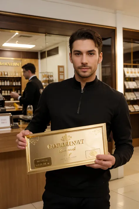 These four words: Gold Merchant Branch，Very handsome presentation