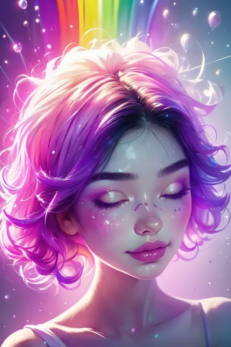 (this is a beautiful rainbow fantasy image that feels interesting and emphasizes glitter and iridescence.) generate a ((blind)) ...