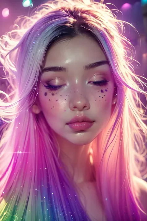 (this is a beautiful rainbow fantasy image that feels interesting and emphasizes glitter and iridescence.) generate a ((blind)) ...