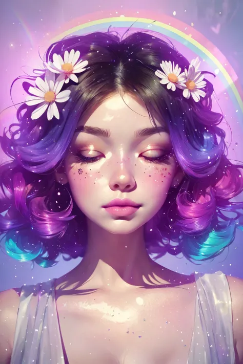 (this is a beautiful rainbow fantasy image that feels interesting and emphasizes glitter and iridescence.) generate a ((blind)) ...